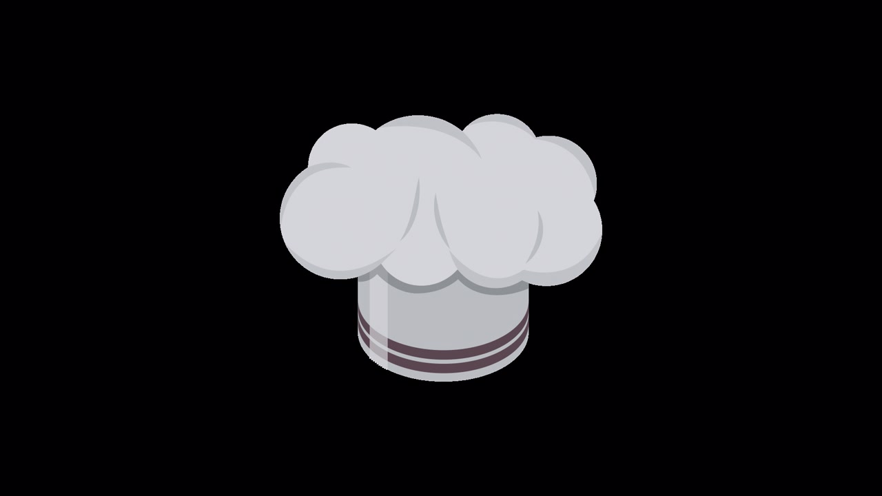 Cappello da chef animato che appare e scompare