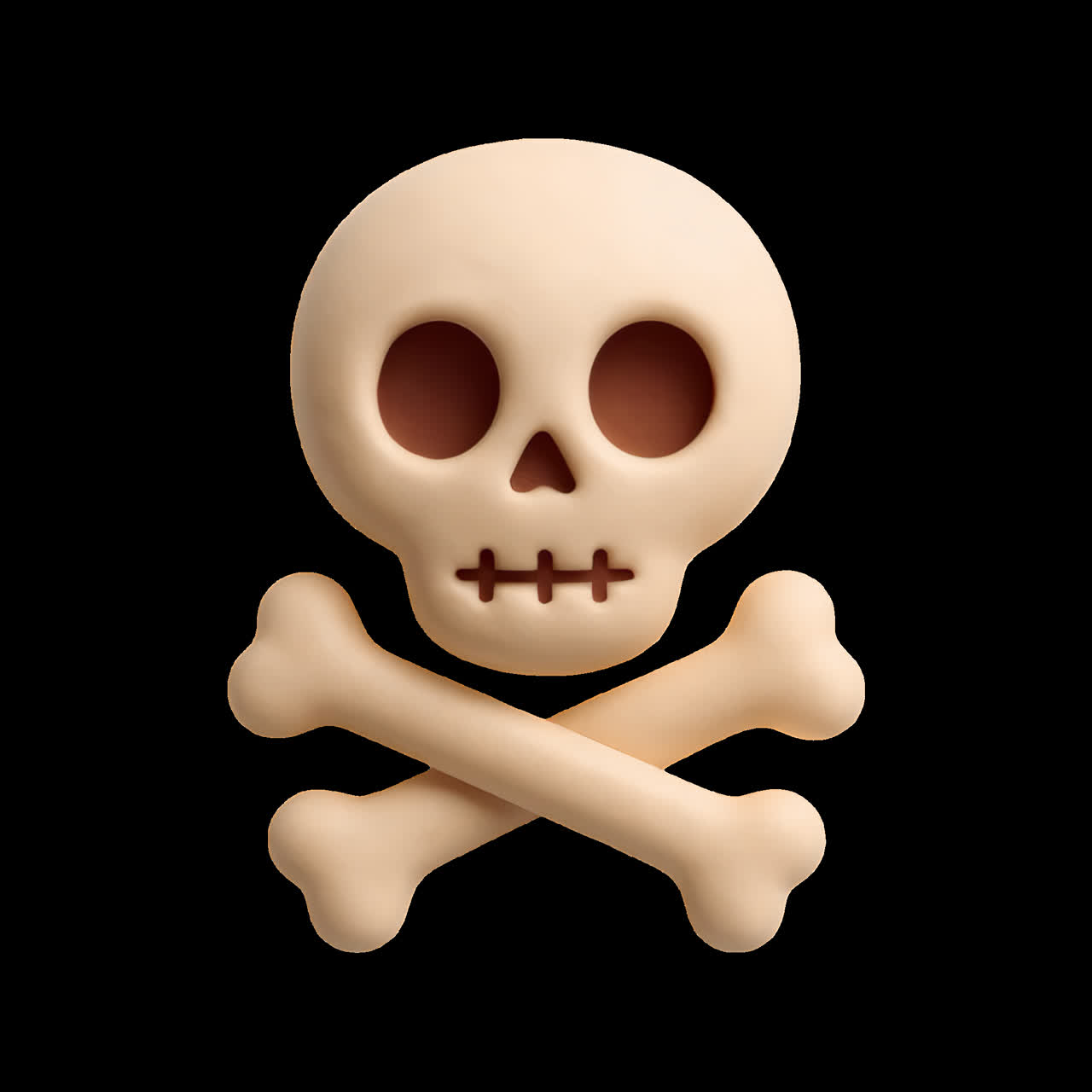 3D skull and crossbones illustration animation isolated asset ...