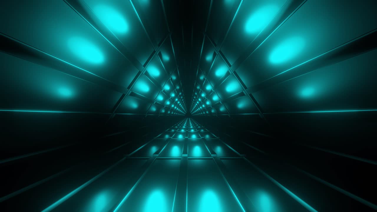 túnel triangular futurista con iluminación de neón