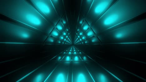 futuristic triangle tunnel with neon lighting