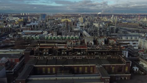 chemical industry, flying over chemical and power plants, drone view