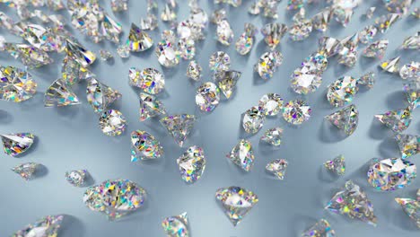 scattered brilliant diamonds 3d render seamless loop animation