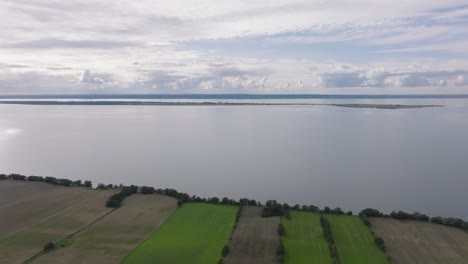 peaceful landscape of lake vattern overlooking visingso island in sweden