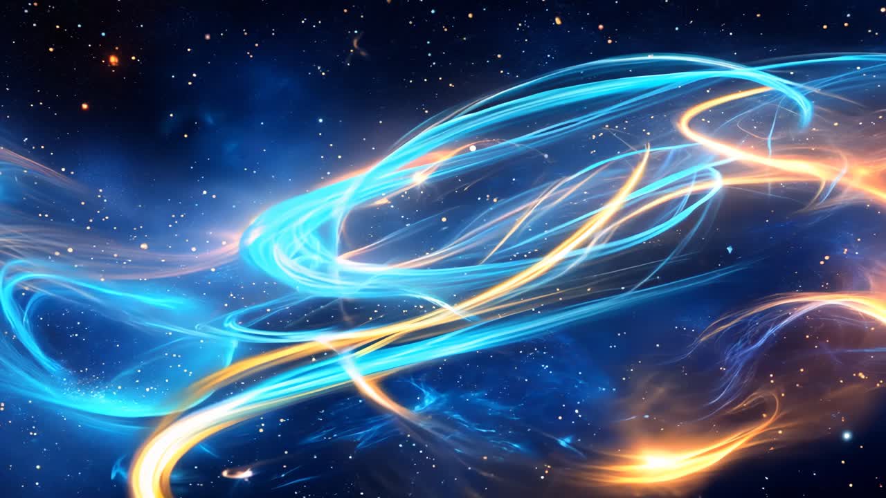 A blue and orange space background with stars and a wave. The blue and orange colors create a sense of movement and energy