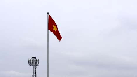 la bandera vietnamita ondeando en un día nublado