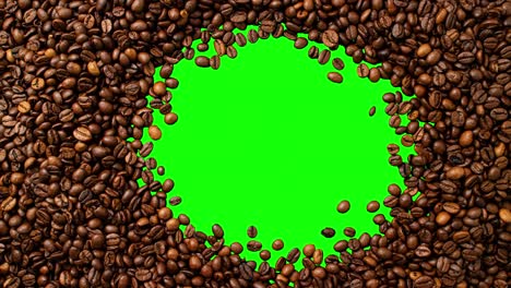 coffee animated background. looped video. stop-motion animation coffee concept. top view of freshly roasted coffee beans