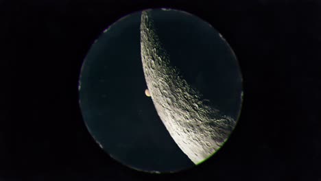 venus siendo oculta por la luna como se ve a través de un ocular de telescopio