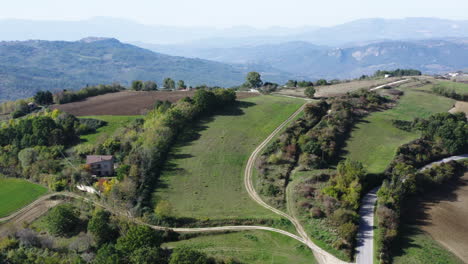 aerial shot of medieval tratturo in molise region of italy