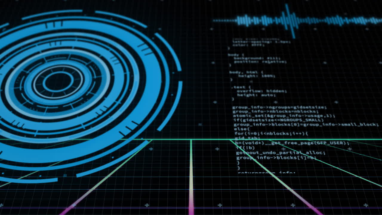 어두운 배경에서 데이터 처리 및 범위의 애니메이션