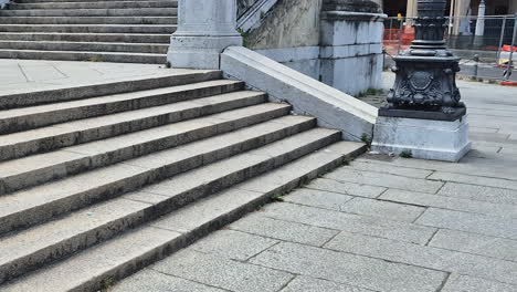 stairs and lampposts in scalinata del pincio in parco della montagnola, bologna, italy