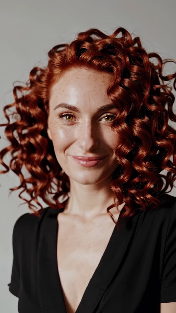 Donna con i capelli rossi ricci