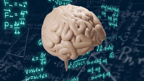 brain animation over mathematical equations and formulas