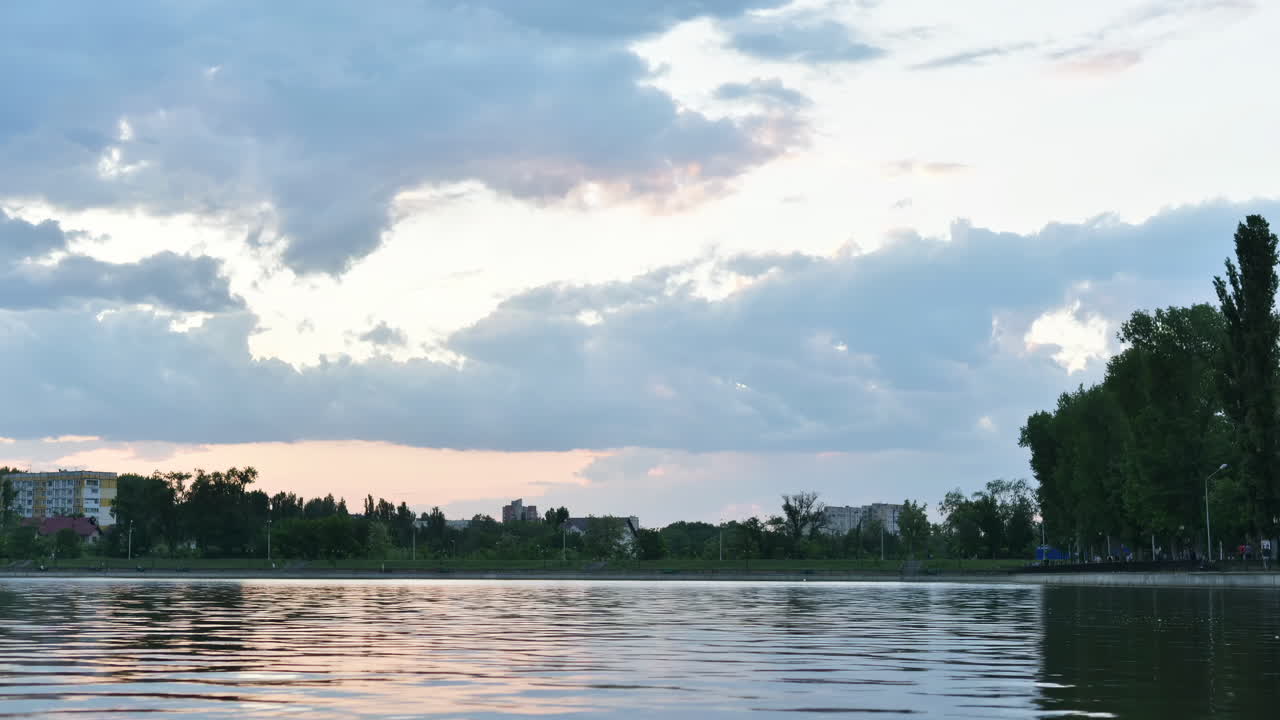 Time lapse of Valea Morilor Park in Chisinau, Moldova at sunset