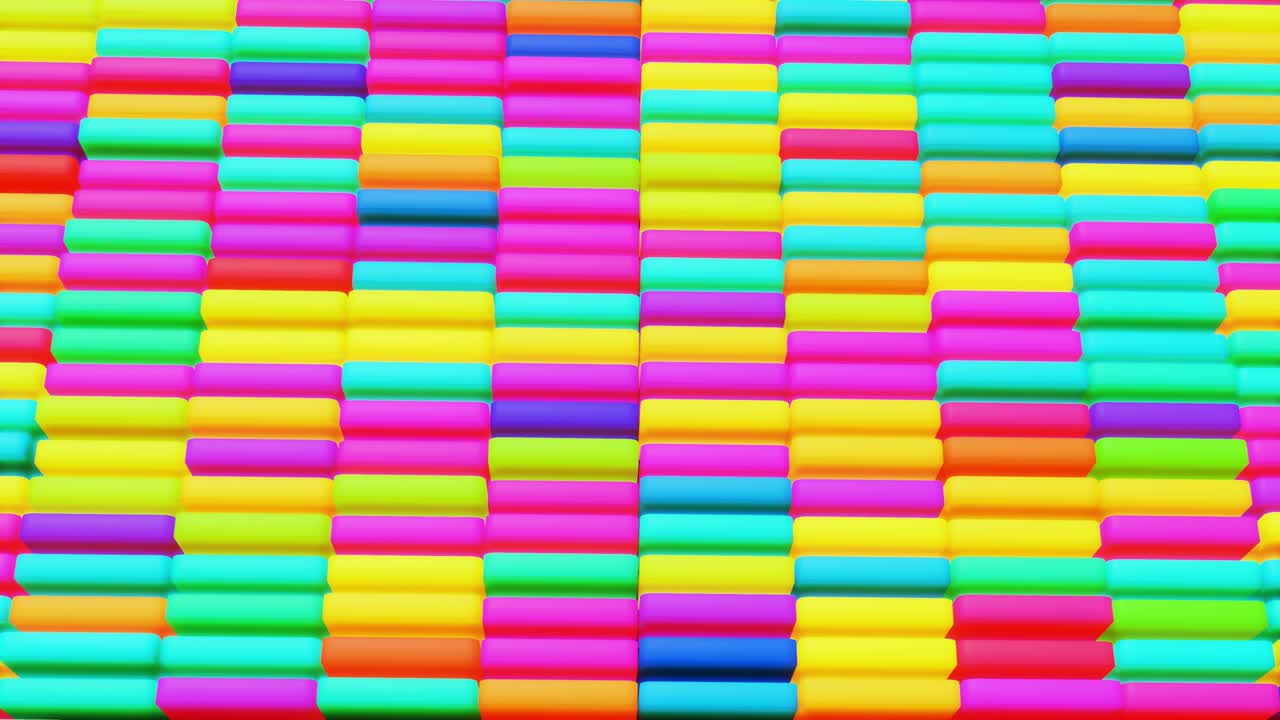 fondo festivo creativo abstracto 3d con animación de flujo en bucle, columnas multicolores suben y caen. estilo de dibujos animados. columnas se mueven arriba y abajo. bucle vj geométrico simple bg
