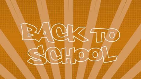 Animation-of-back-two-school-text-over-orange-stripes-spinning