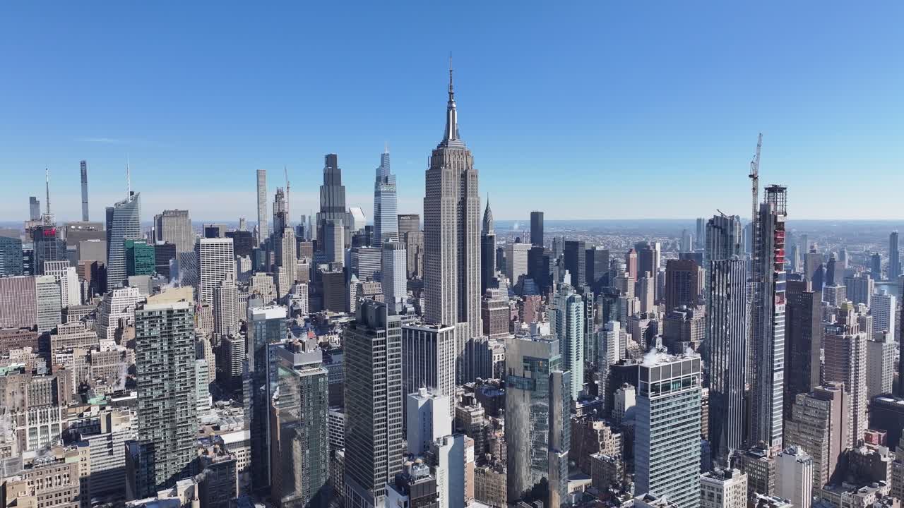 Empire State At Manhattan In New York United States. Highrise Buildings Scenery. Beautiful Cityscape. Empire State At New York United States. Business District Landscape.