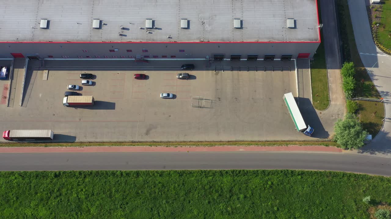 Distribution logistics buildings and industrial area - aerial view