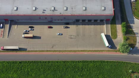 distribution logistics buildings and industrial area - aerial view