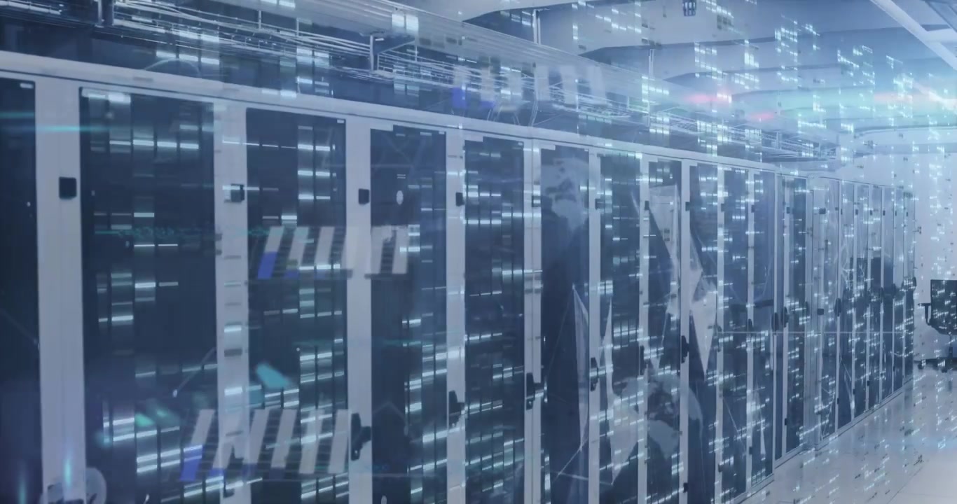 Animation of data processing over server room