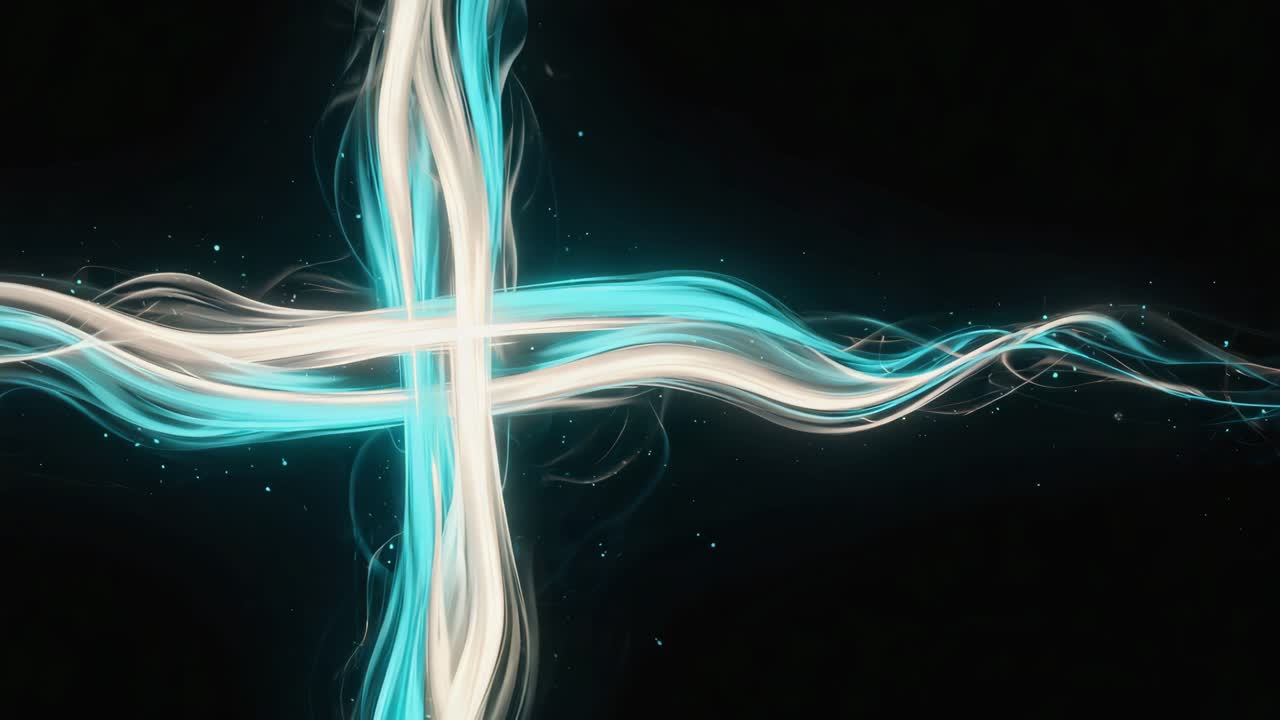 Abstract Glowing Light Trails Cross
