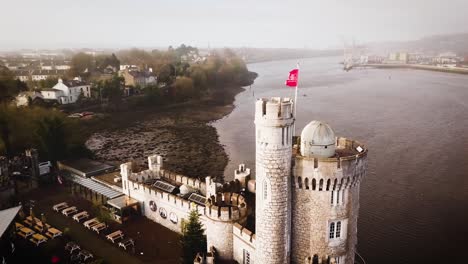 black rock castle aerial drone footage with rainbow