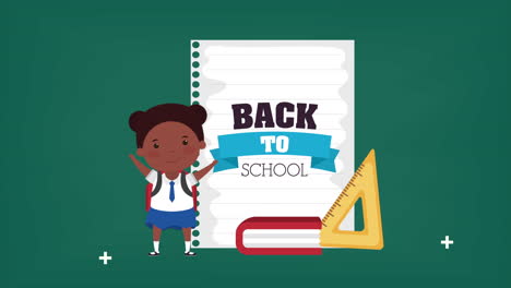 back to school season with afro girl and supplies