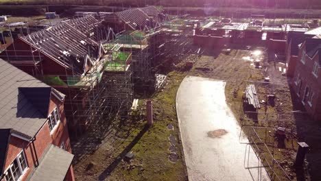 abandoned cheshire townhouse property development framework on builders construction site aerial view