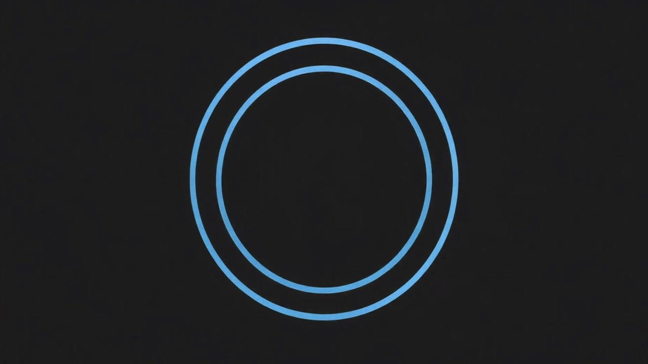 Abstract Animation of Concentric Blue Circles Expanding on Dark Background