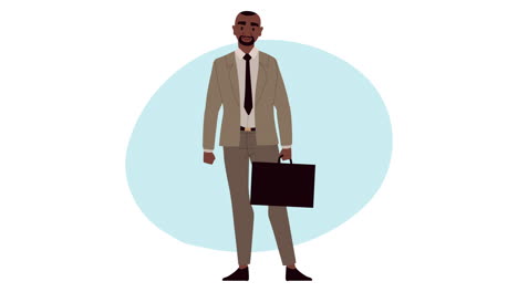 hombre de negocios afro con animación de cartera