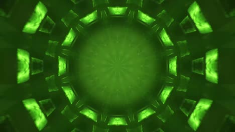patrones de secuencia de caleidoscopio verde. bucle de mandala de la flor