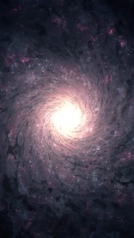 Vertical Top Down Establishing Shot Approaching a Slowly Rotating Spiral Galaxy
