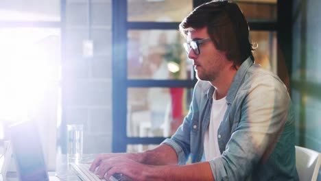 man working on computer