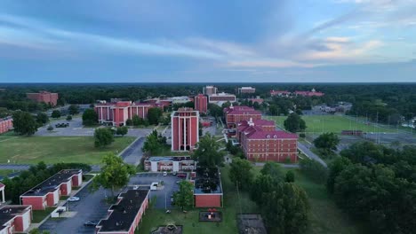 drone flyover of murray state university campus in murray kentucky