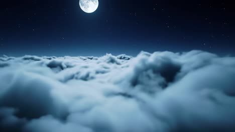 paisaje nublado iluminado por la luna por la noche