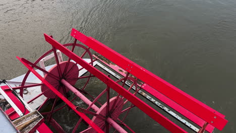 riverboat cruising ohio river near cincinnati, usa - pov