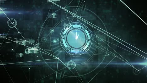 animación del reloj que se mueve sobre el procesamiento de datos y la red de conexiones