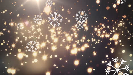 animación de nieve cayendo y luz brillante sobre un fondo oscuro