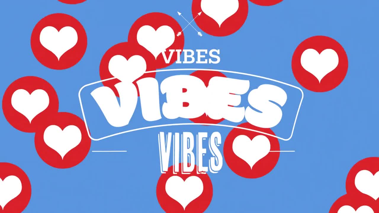 심장 아이콘 위에 있는 바이브 텍스트의 애니메이션