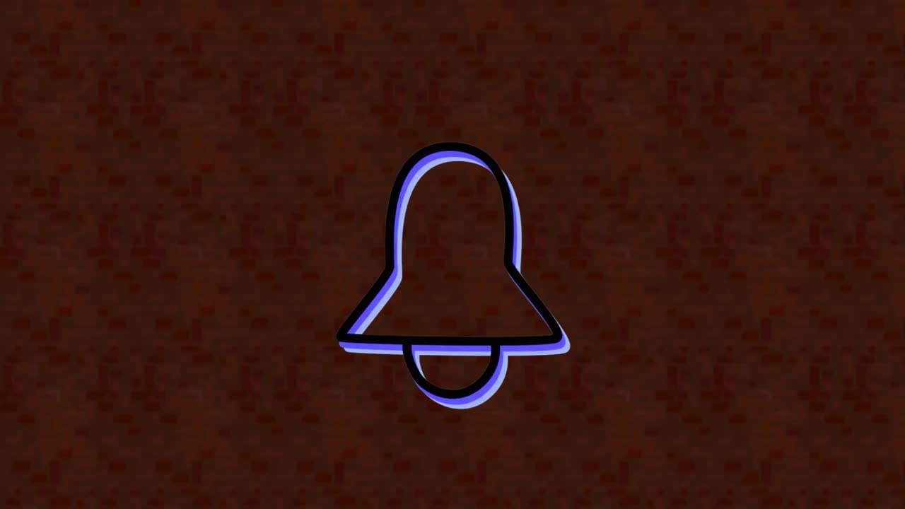 갈색 바탕에 녹색 네온 종 기호의 애니메이션