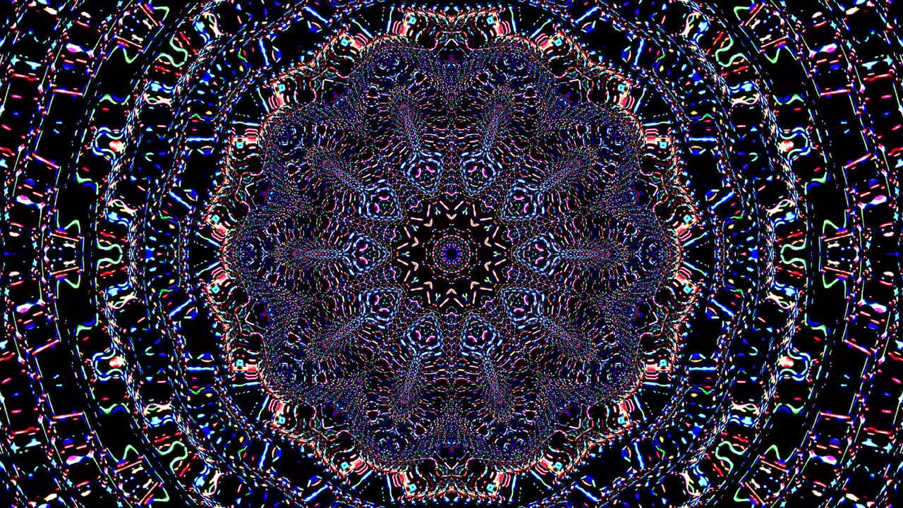 아름답고 추상적인 칼레도스코프, 빛나는 빛, 미묘한 움직임을 조절하는 빛.