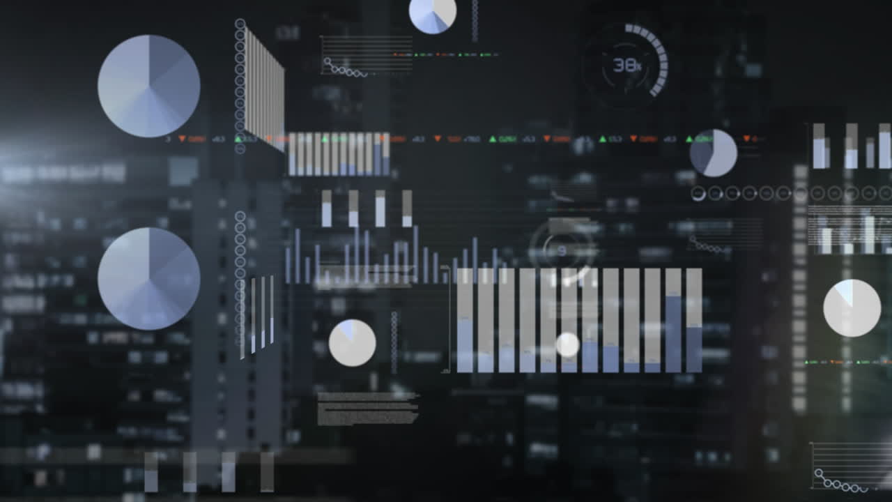 Animation of data processing in dark background