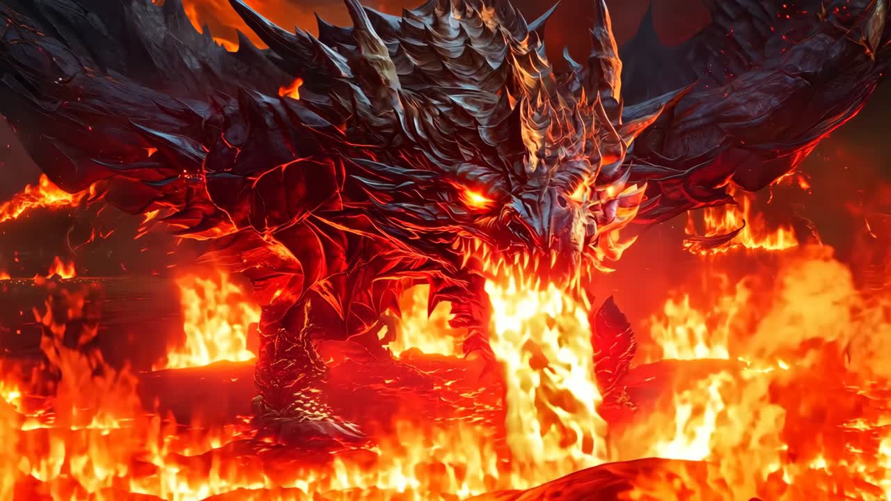 입에서 불꽃이 아오르는 은 용