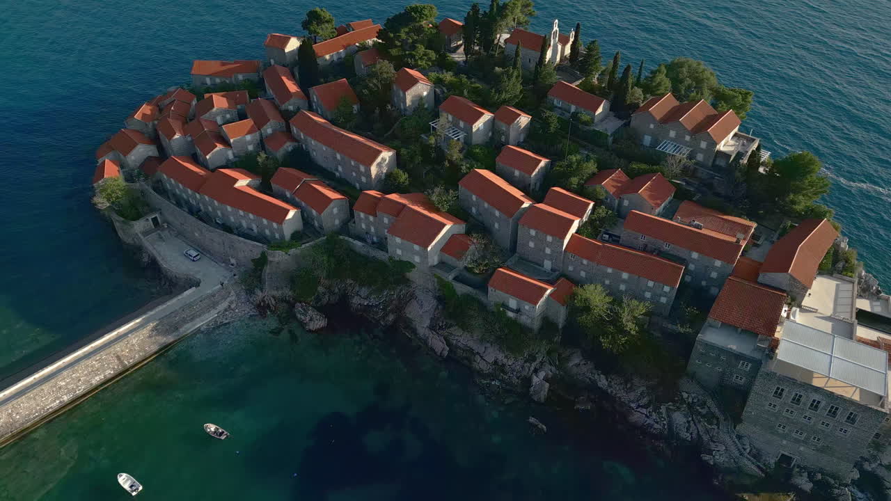 Aerial view of Sveti Stefan island, Montenegro