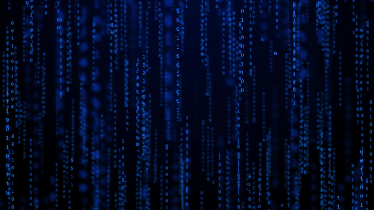 4K Binary code falling numbers matrix fallig letters Loop Background Animation.