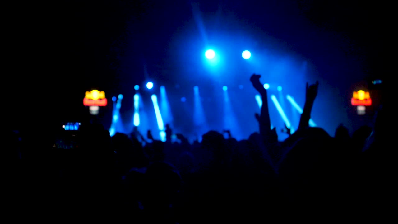 Concerto con luci di scena e folla