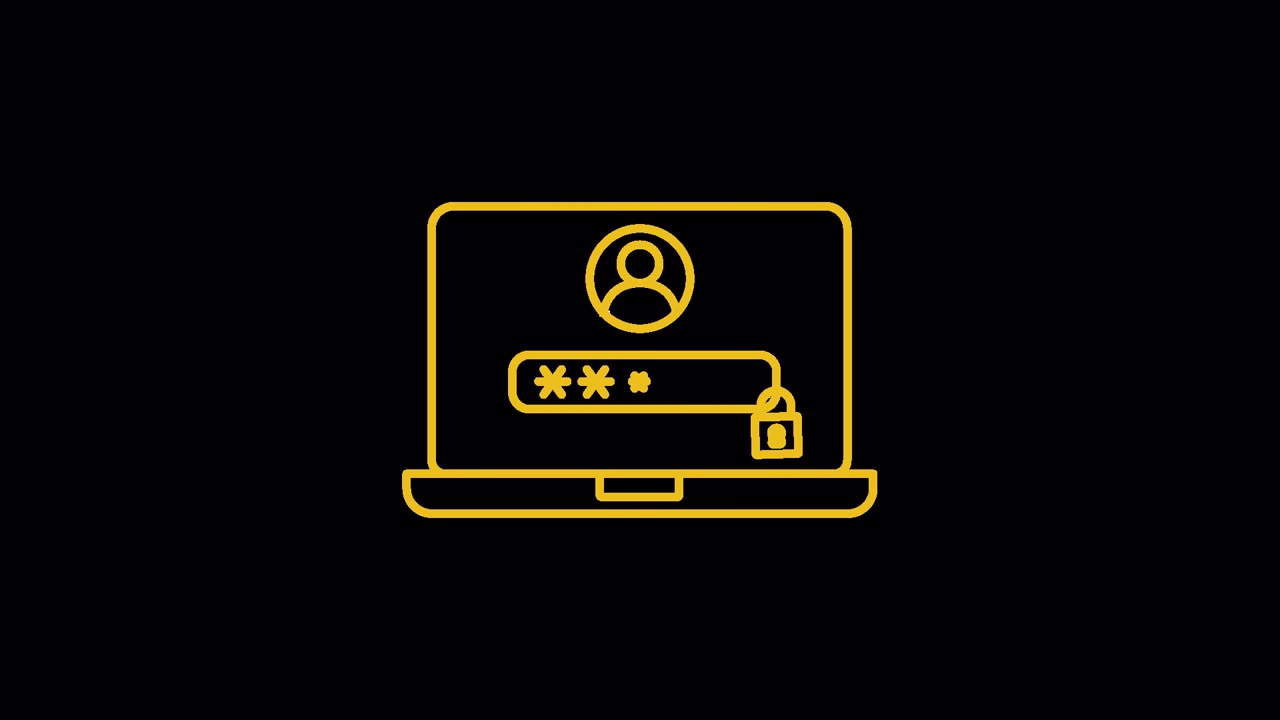 Minimalist Animation of Laptop Password Entry and Security