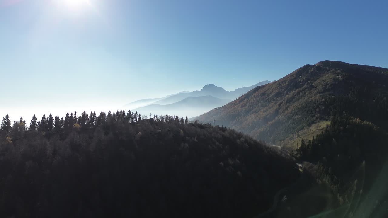 Majestic Mountain Range with Fog and Forest