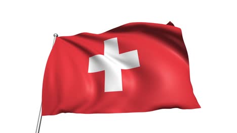 flag of switzerland with fabric structure in the wind (alpha channel, loopable)