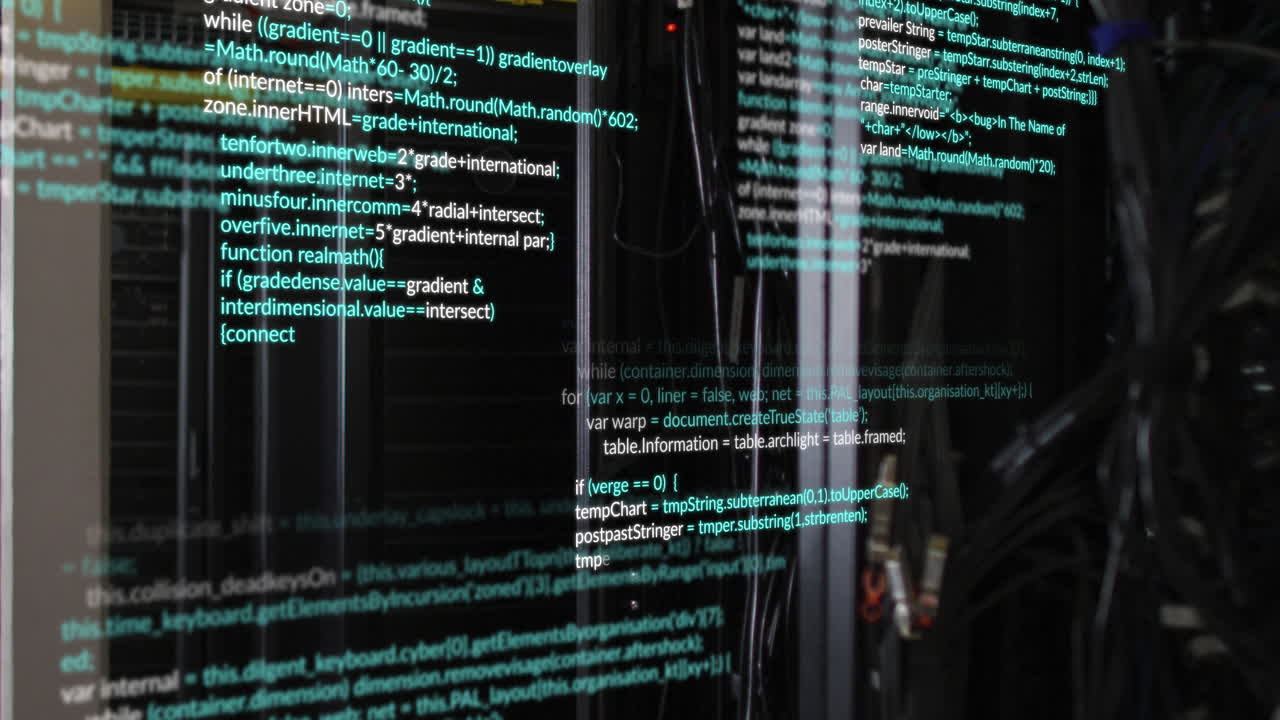 Animation of data processing over server room