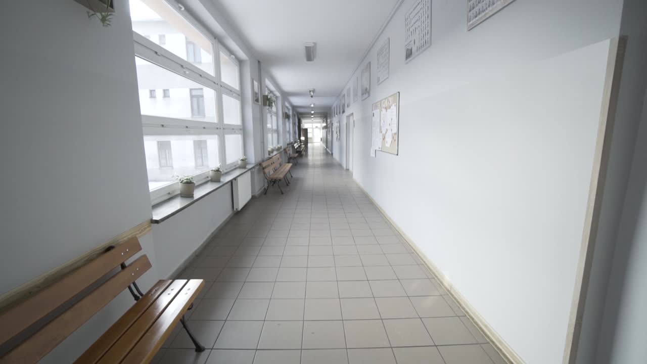 Empty School Hallway